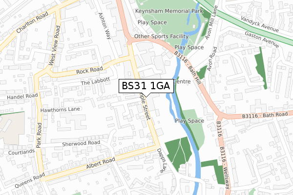 BS31 1GA map - large scale - OS Open Zoomstack (Ordnance Survey)