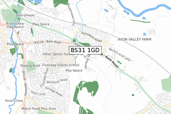 BS31 1GD map - small scale - OS Open Zoomstack (Ordnance Survey)