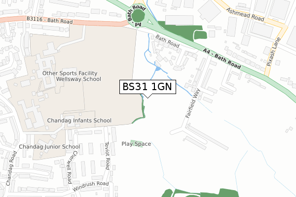 BS31 1GN map - large scale - OS Open Zoomstack (Ordnance Survey)