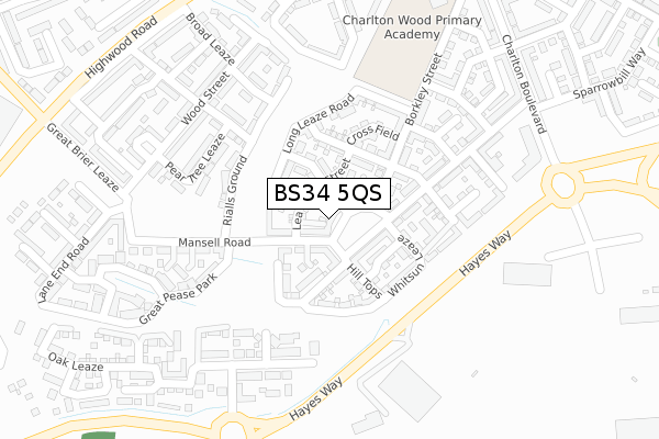 BS34 5QS map - large scale - OS Open Zoomstack (Ordnance Survey)