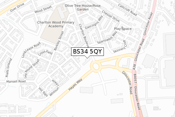 BS34 5QY map - large scale - OS Open Zoomstack (Ordnance Survey)