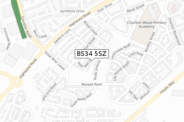 BS34 5SZ map - large scale - OS Open Zoomstack (Ordnance Survey)