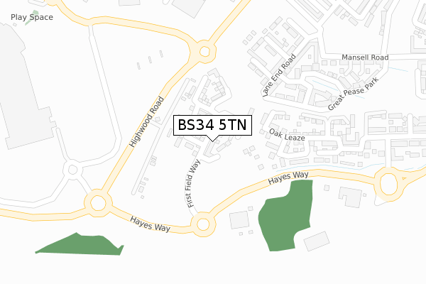 BS34 5TN map - large scale - OS Open Zoomstack (Ordnance Survey)