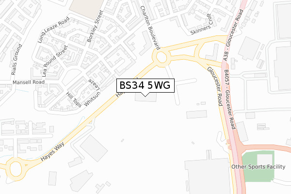 BS34 5WG map - large scale - OS Open Zoomstack (Ordnance Survey)