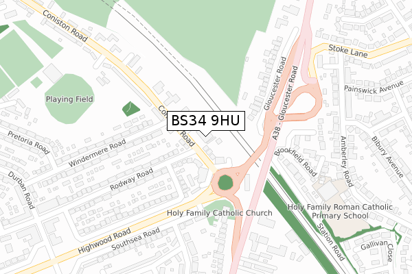 BS34 9HU map - large scale - OS Open Zoomstack (Ordnance Survey)