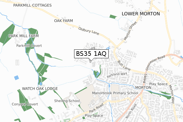 BS35 1AQ map - small scale - OS Open Zoomstack (Ordnance Survey)