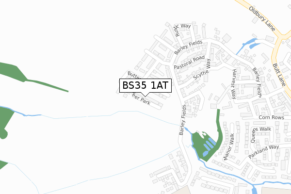 BS35 1AT map - large scale - OS Open Zoomstack (Ordnance Survey)