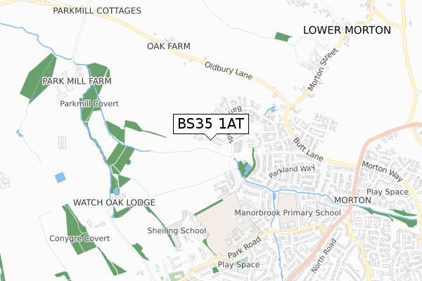 BS35 1AT map - small scale - OS Open Zoomstack (Ordnance Survey)