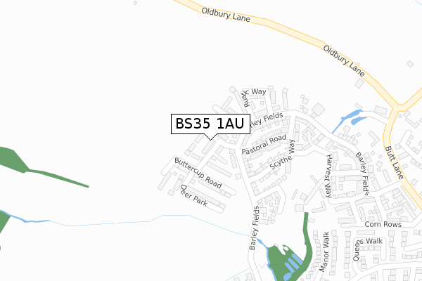 BS35 1AU map - large scale - OS Open Zoomstack (Ordnance Survey)