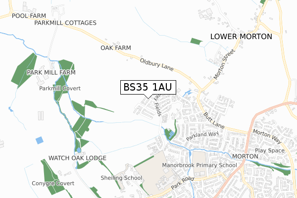 BS35 1AU map - small scale - OS Open Zoomstack (Ordnance Survey)