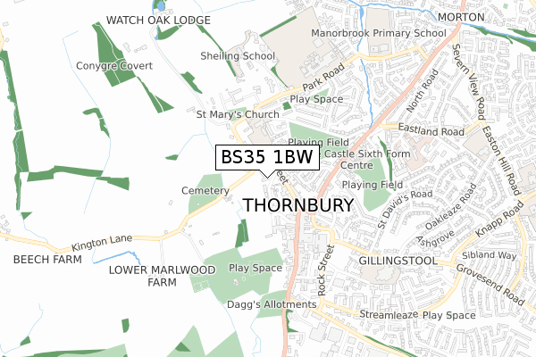 BS35 1BW map - small scale - OS Open Zoomstack (Ordnance Survey)