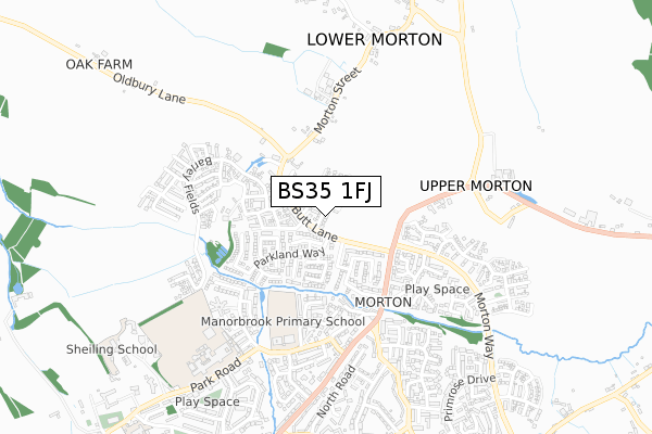 BS35 1FJ map - small scale - OS Open Zoomstack (Ordnance Survey)