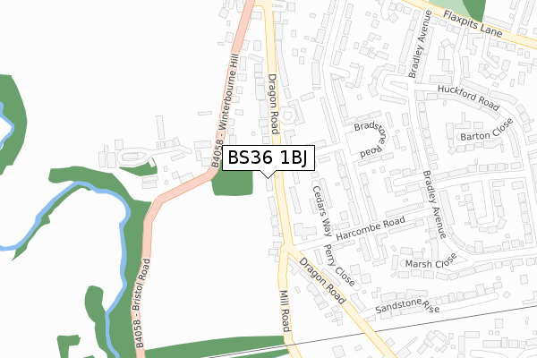 BS36 1BJ map - large scale - OS Open Zoomstack (Ordnance Survey)