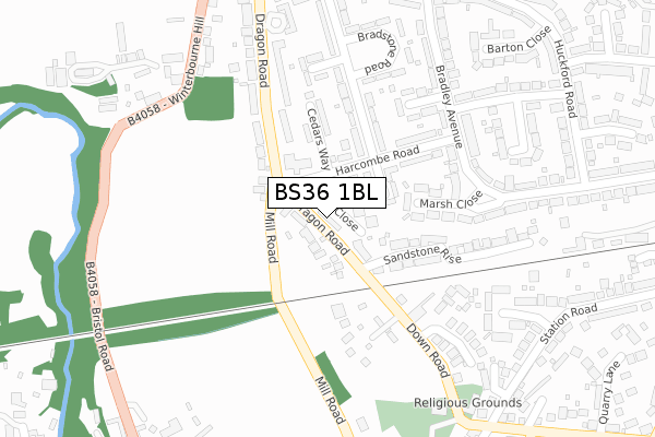 BS36 1BL map - large scale - OS Open Zoomstack (Ordnance Survey)