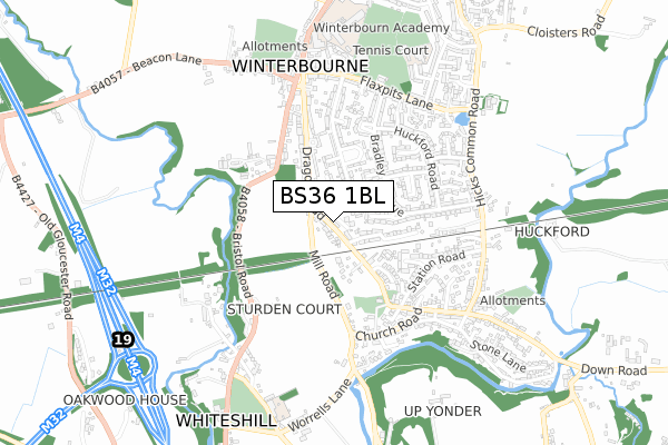 BS36 1BL map - small scale - OS Open Zoomstack (Ordnance Survey)