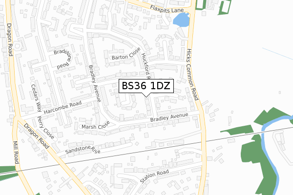 BS36 1DZ map - large scale - OS Open Zoomstack (Ordnance Survey)