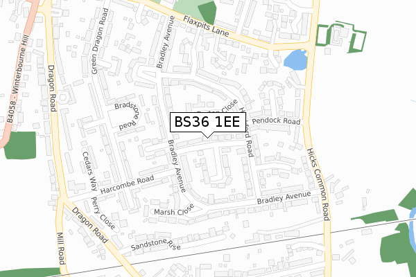 BS36 1EE map - large scale - OS Open Zoomstack (Ordnance Survey)