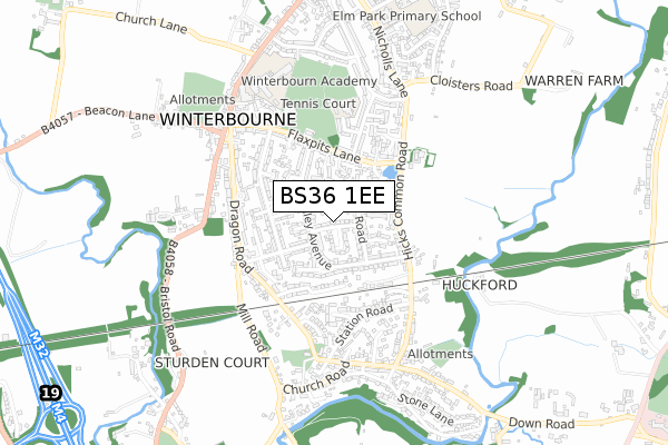 BS36 1EE map - small scale - OS Open Zoomstack (Ordnance Survey)