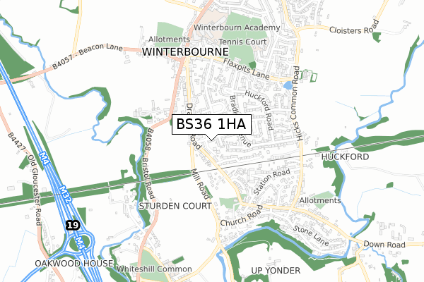 BS36 1HA map - small scale - OS Open Zoomstack (Ordnance Survey)