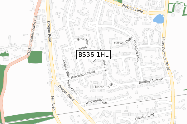 BS36 1HL map - large scale - OS Open Zoomstack (Ordnance Survey)