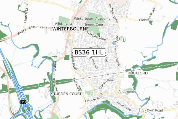 BS36 1HL map - small scale - OS Open Zoomstack (Ordnance Survey)