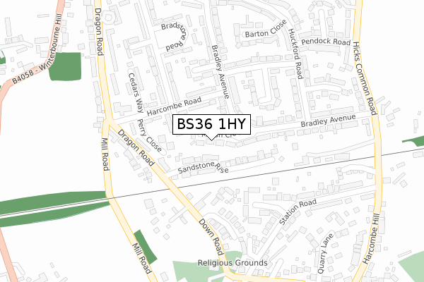 BS36 1HY map - large scale - OS Open Zoomstack (Ordnance Survey)