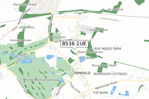 BS36 2UE map - small scale - OS Open Zoomstack (Ordnance Survey)