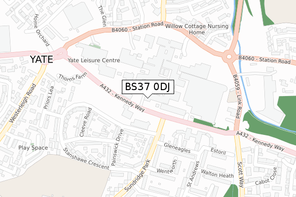 BS37 0DJ map - large scale - OS Open Zoomstack (Ordnance Survey)