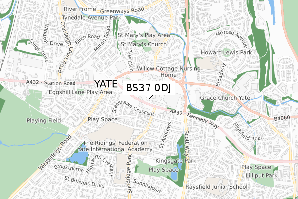 BS37 0DJ map - small scale - OS Open Zoomstack (Ordnance Survey)