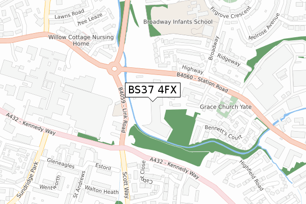 BS37 4FX map - large scale - OS Open Zoomstack (Ordnance Survey)