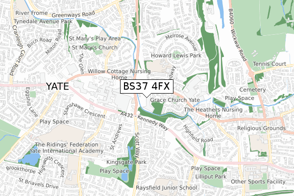 BS37 4FX map - small scale - OS Open Zoomstack (Ordnance Survey)