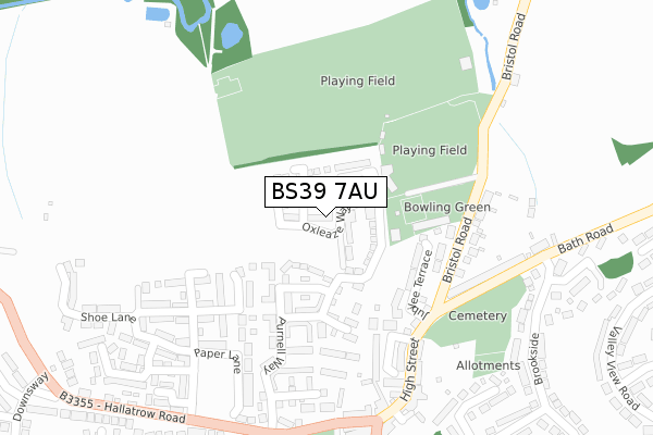 BS39 7AU map - large scale - OS Open Zoomstack (Ordnance Survey)