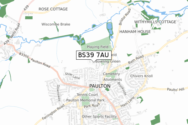 BS39 7AU map - small scale - OS Open Zoomstack (Ordnance Survey)