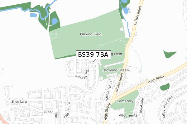 BS39 7BA map - large scale - OS Open Zoomstack (Ordnance Survey)