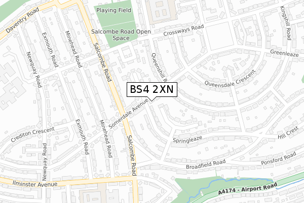 BS4 2XN map - large scale - OS Open Zoomstack (Ordnance Survey)