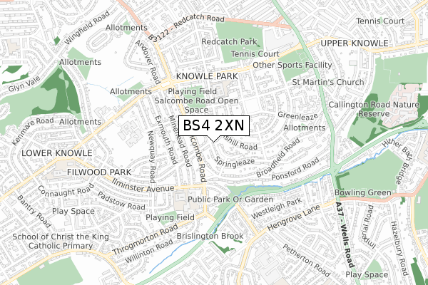 BS4 2XN map - small scale - OS Open Zoomstack (Ordnance Survey)