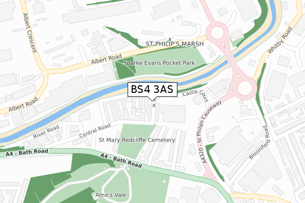 BS4 3AS map - large scale - OS Open Zoomstack (Ordnance Survey)