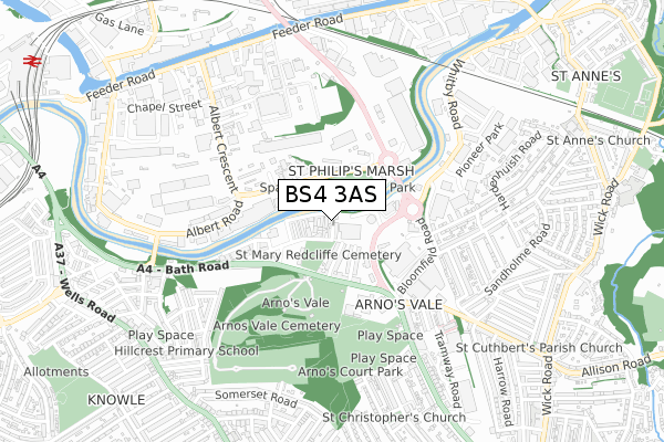 BS4 3AS map - small scale - OS Open Zoomstack (Ordnance Survey)