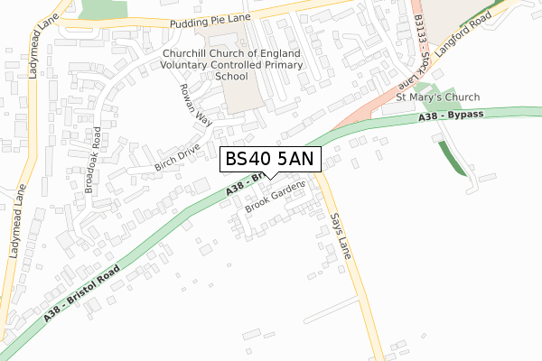 BS40 5AN map - large scale - OS Open Zoomstack (Ordnance Survey)