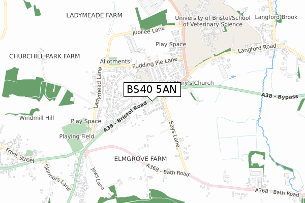 BS40 5AN map - small scale - OS Open Zoomstack (Ordnance Survey)