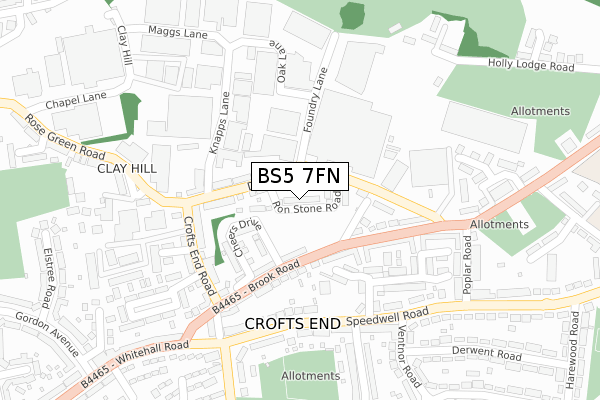 BS5 7FN map - large scale - OS Open Zoomstack (Ordnance Survey)