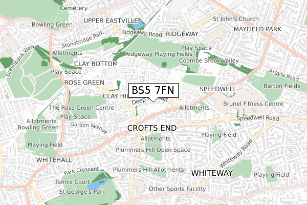 BS5 7FN map - small scale - OS Open Zoomstack (Ordnance Survey)