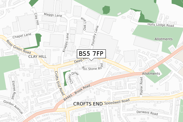 BS5 7FP map - large scale - OS Open Zoomstack (Ordnance Survey)