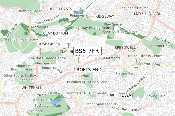 BS5 7FR map - small scale - OS Open Zoomstack (Ordnance Survey)