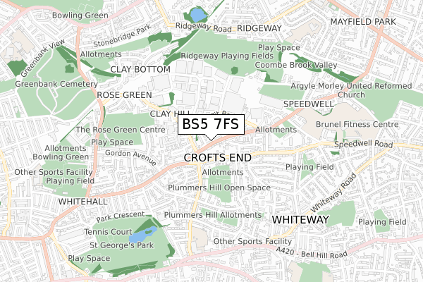 BS5 7FS map - small scale - OS Open Zoomstack (Ordnance Survey)