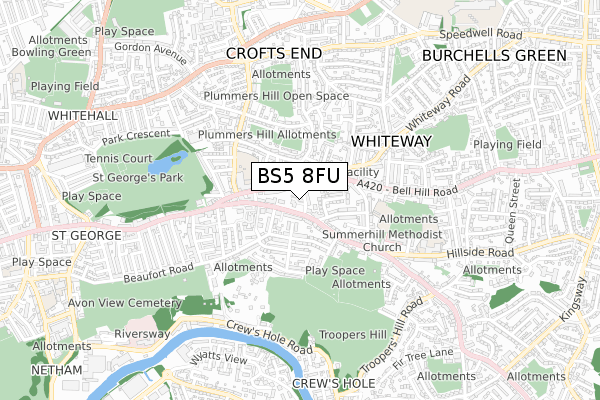 BS5 8FU map - small scale - OS Open Zoomstack (Ordnance Survey)