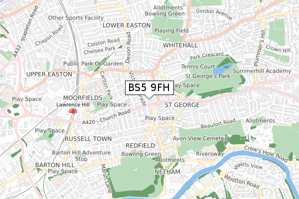 BS5 9FH map - small scale - OS Open Zoomstack (Ordnance Survey)