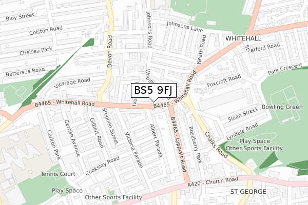 BS5 9FJ map - large scale - OS Open Zoomstack (Ordnance Survey)