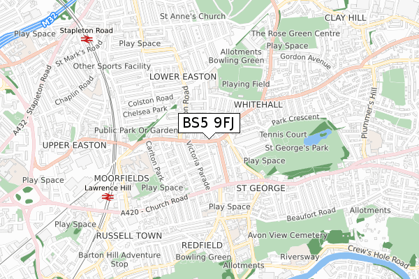 BS5 9FJ map - small scale - OS Open Zoomstack (Ordnance Survey)