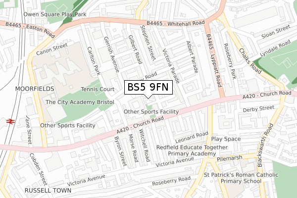 BS5 9FN map - large scale - OS Open Zoomstack (Ordnance Survey)